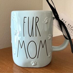 Rae Dunn Pale Blue "FUR MOM" Paw Print Mug
